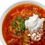 How many calories are in borscht with water without meat?
